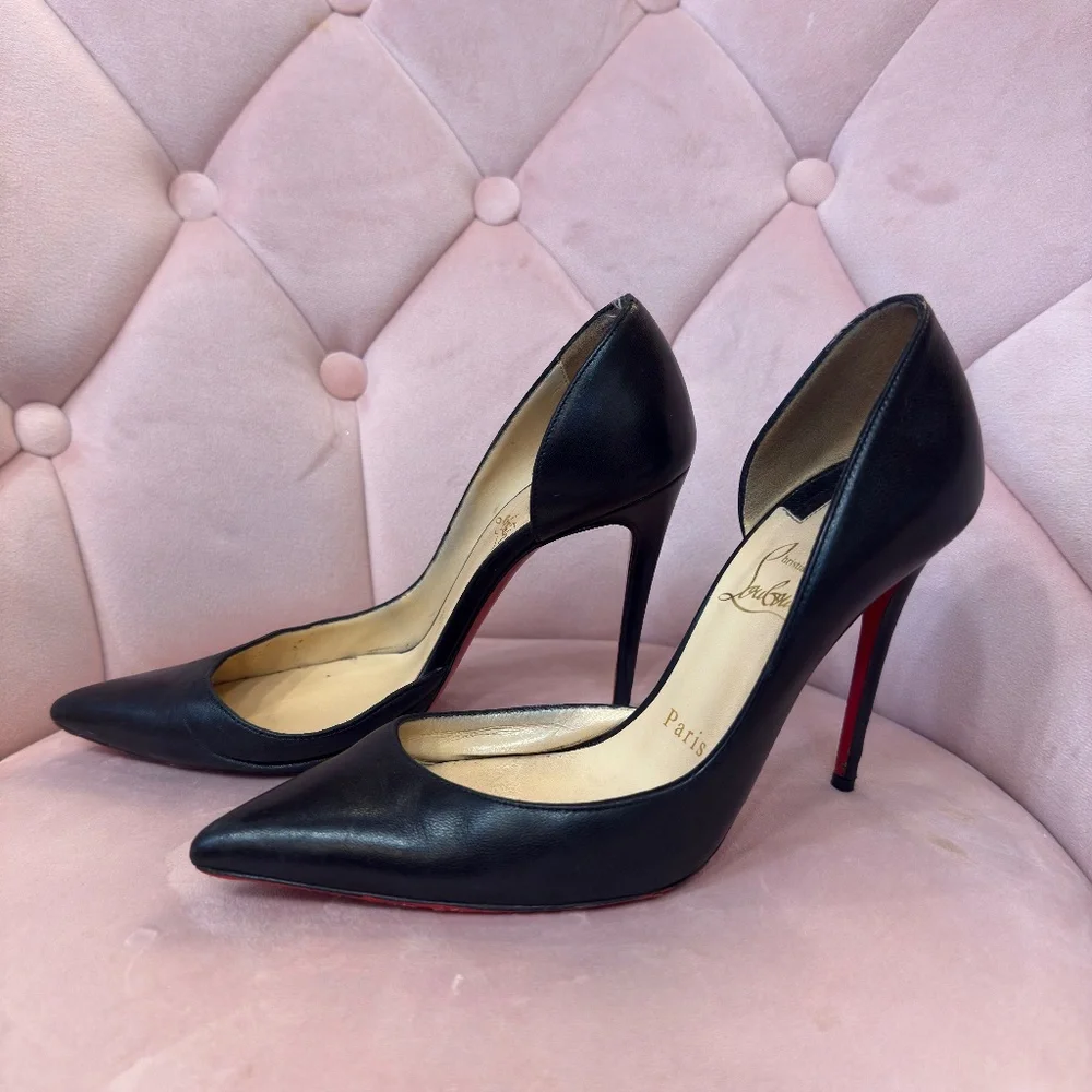 Christian Louboutin Red Bottoms Black Leather Iriza size 36 - Picture 3 of 5